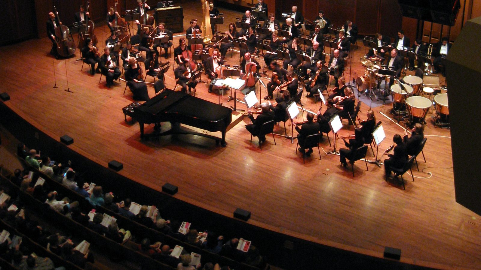 Symphony orchestra on stage representing coordinated orchestration