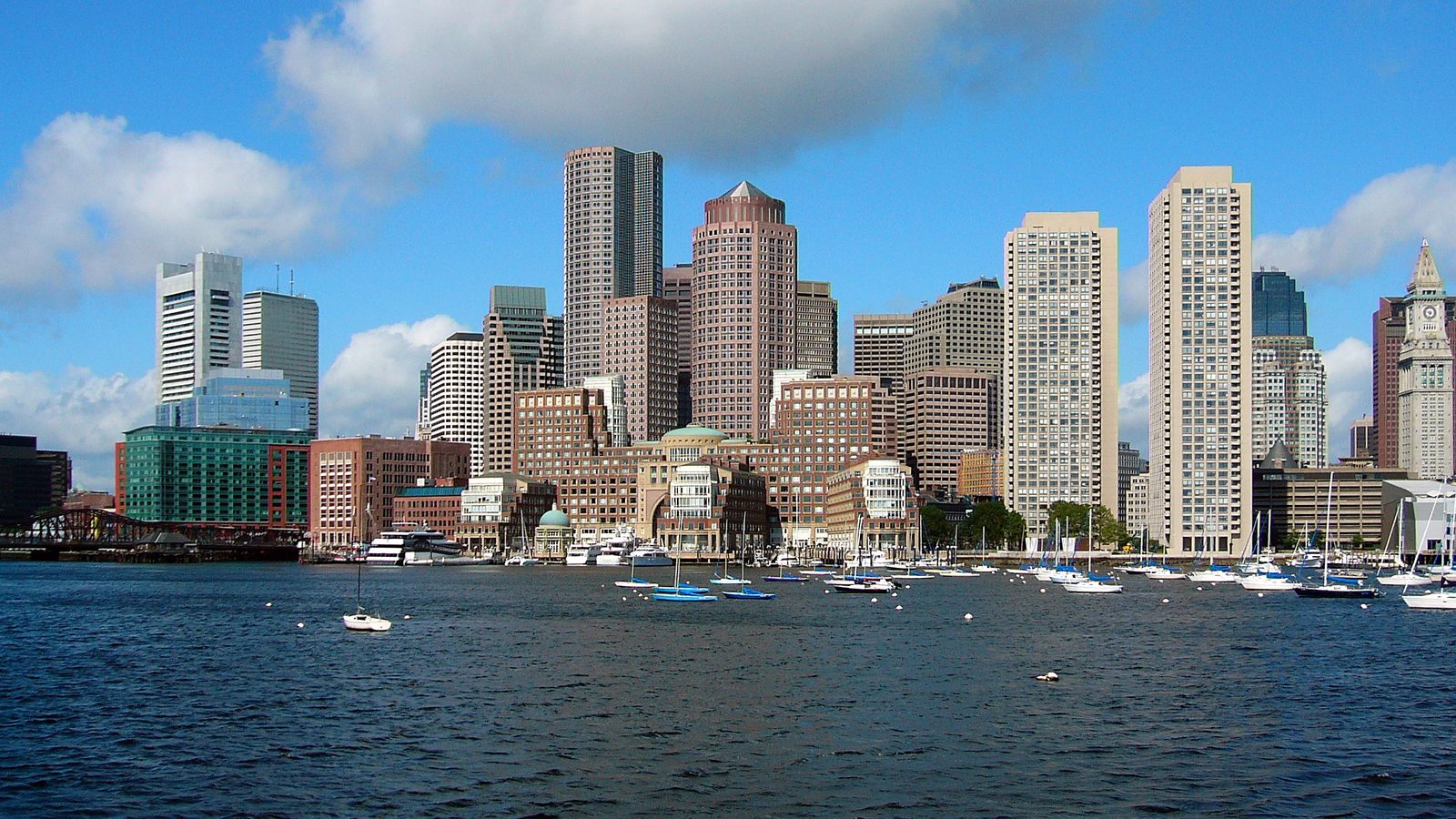 Boston financial district skyline with office towers
